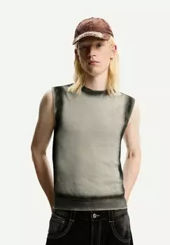 Майка CONTRAST SLEEVELESS Bershka, черный