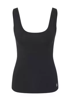 Майка Cotton Slub, овальный вырез, однотонная, женская POLO RALPH LAUREN, цвет Onyx