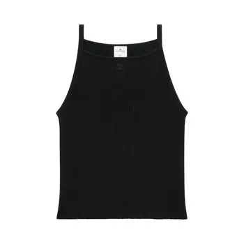 Майка Courrges Neckline Rib Knit Tank Top, черный
