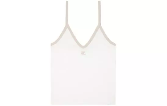 Майка Courrges с контрастным V-образным вырезом COURREGES, White Heritage/Heritage White