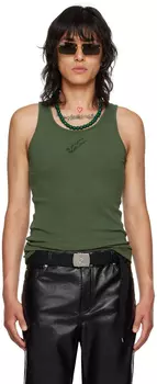 Майка цвета хаки с вышивкой LU'U DAN