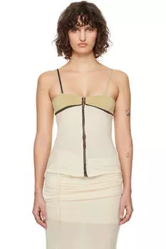 Майка цвета Off-White с контрастной отделкой OPEN YY