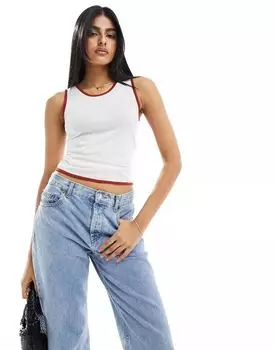 Майка цвета слоновой кости с контрастной окантовкой ASOS Trucker