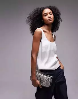 Майка цвета слоновой кости с овальным вырезом Topshop