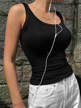 Майка DAZY, однотонная, черный цвет