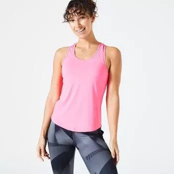 Майка Decathlon Cardio Fitness с мышечной спиной Domyos, розовый