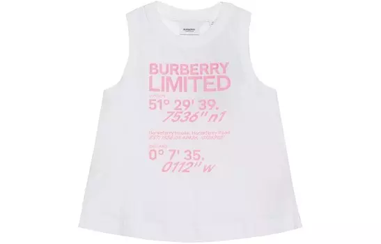 Майка детская Burberry, белый / розовый