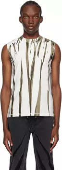 Майка Dion Lee белого цвета и цвета хаки Fang