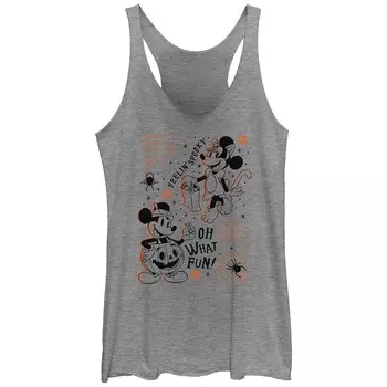 Майка Disney's Mickey Mouse And Minnie Feelin' Spooky Tri-Blend для юниоров с графическим рисунком Racerback, цвет Gray Heather