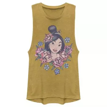 Майка Disney's Mulan Juniors с цветочным портретом и рисунком мускулов Licensed Character