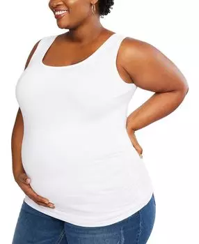 Майка для беременных больших размеров со сборками по бокам и круглым вырезом Motherhood Maternity, белый