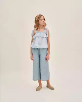 Майка для девочки с пастельными голубыми и белыми полосками Dadati, синий