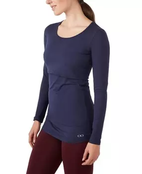 Майка для кормления с длинными рукавами и круглым вырезом Charlotte для беременных Modern Eternity Maternity, темно-синий