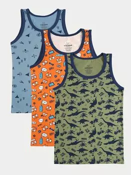 Майка для мальчиков с круглым вырезом и принтом, 3 предмета Vitmo Vitamin, смешанный