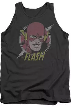 Майка для взрослых DC Comics Flash Vintage Voltage Gildan, цвет charcoal