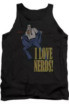 Майка для взрослых DC Comics I Love Nerds Gildan, черный