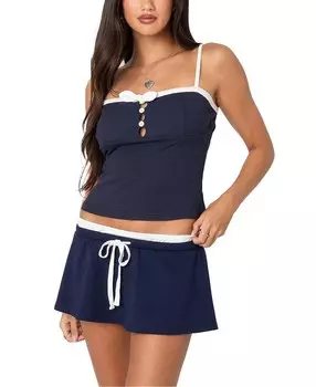 Майка Edikted Baxter в рубчик на пуговицах спереди, синий