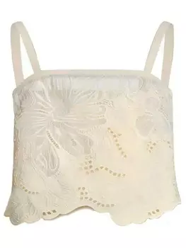 Майка Elie Saab с цветочным кружевом, белый