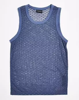 Майка Emporio Armani Bodywear с сетчатым логотипом синего цвета CO-ORD