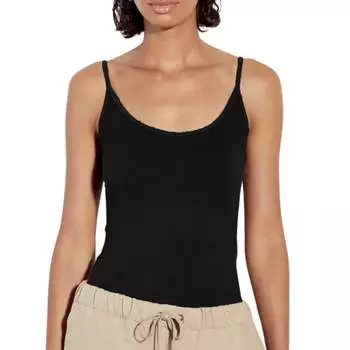 Майка Essential Tank из эластичного шелкового трикотажа в рубчик черного цвета Enza Costa