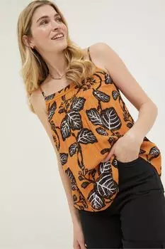 Майка FatFace Sian с мотивом виноградной лозы и цветочным узором Fat Face, желтый