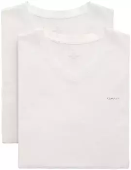 Майка Gant "V-NECK T-SHIRT 2-PACK" (в упаковке 2 шт.), с фирменной этикеткой на груди, белый