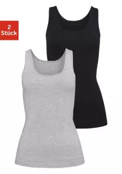 Майка H.I.S (2 шт.), из качественного эластичного хлопка, майка, майка, черный