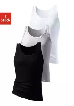 Майка H.I.S "майка в двойную резинку" (3 шт.), без боковых швов, белый