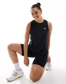 Майка Heathertech Sport Essentials черного цвета New Balance
