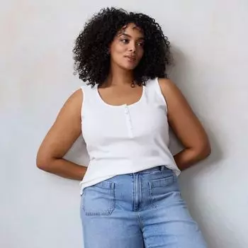 Майка-хенли больших размеров Lc Lauren Conrad, цвет stone white