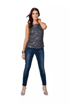 Майка HERMANN LANGE Collection, с отделкой пайетками по всей поверхности, серый