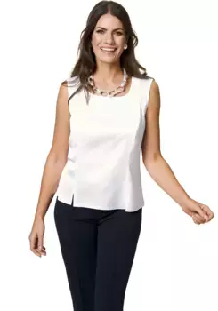 Майка HERMANN LANGE Collection "Shine" с тонкими разрезами, белый