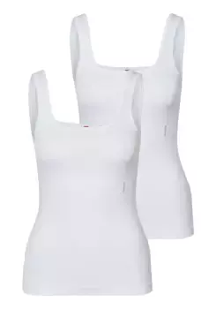 Майка HUGO Underwear "TWIN VEST" (2 шт. в упаковке), с вертикальным логотипом, белый