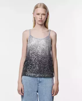 Майка и блестки Pieces, серый