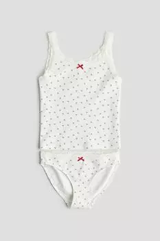 Майка и брюки из хлопкового трикотажа H&M, белый
