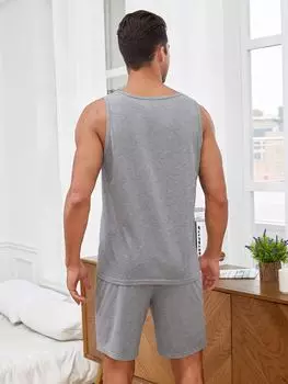 Майка и шорты мужские Shein с буквенным принтом, серый
