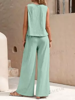 Майка и юрюки широкие Shein Lune женские, мятный