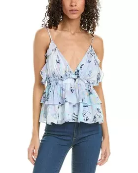 Майка IRO Amars из смеси шелка и льна, синий