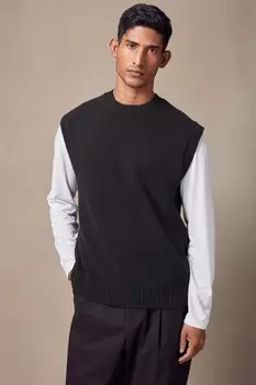 Майка из 100% хлопка с круглым вырезом, трикотажная в рубчик Next, черный