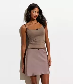 Майка из эластичного хлопка цвета ржавчины с бантом New Look, бордовый