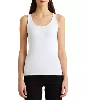 Майка из эластичного хлопка Lauren Ralph Lauren, белый
