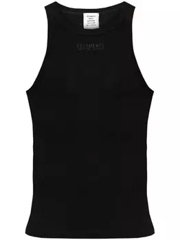 Майка из эластичного хлопка с вышитым логотипом VETEMENTS, черный