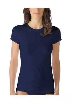 Майка из чистого хлопка с коротким рукавом и круглым вырезом Mey, синий