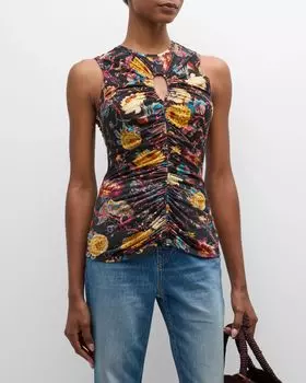 Майка из джерси Gabi со сборками и вырезами Ulla Johnson, цвет Baroque