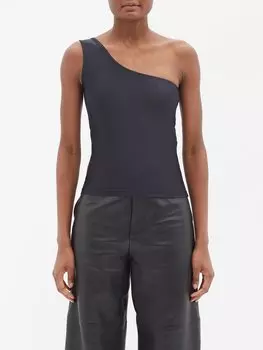 Майка из джерси на одно плечо Balenciaga, черный