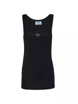 Майка из джерси в рубчик Prada, черный
