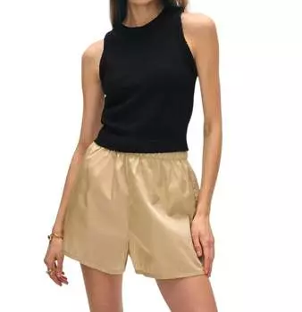 Майка из хлопка с отделкой в рубчик черного цвета White + Warren