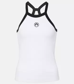 Майка из хлопкового джерси ребристой вязки Marine Serre, белый