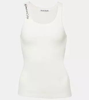 Майка из хлопкового джерси с цепочкой Acne Studios, белый