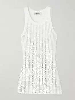 Майка из хлопкового джерси в рубчик, украшенная кристаллами The Attico, белый